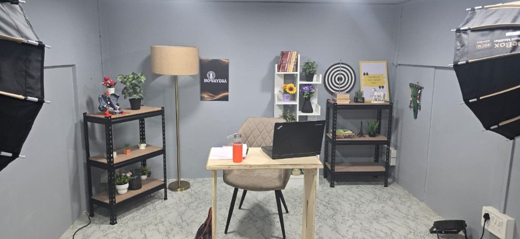 Ho Jayega podcast studio set with branding and softboxes